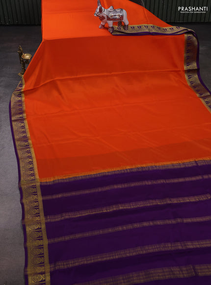 Orange & Purple Pure Mysore Silk Saree