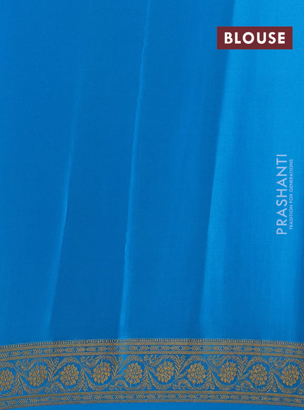 Violet & Blue Pure Mysore Silk - Checks