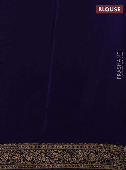 Teal Green & Navy Blue Pure Mysore Silk - Checks