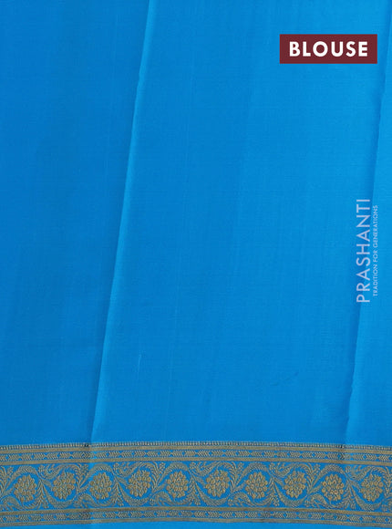Royal Blue & Blue Pure Mysore Silk - Checks