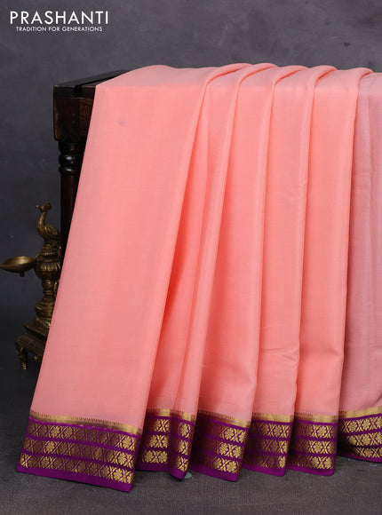 Peach & Purple Pure Mysore Silk Saree