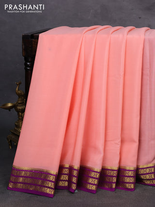 Peach & Purple Pure Mysore Silk Saree