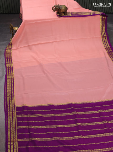 Peach & Purple Pure Mysore Silk Saree