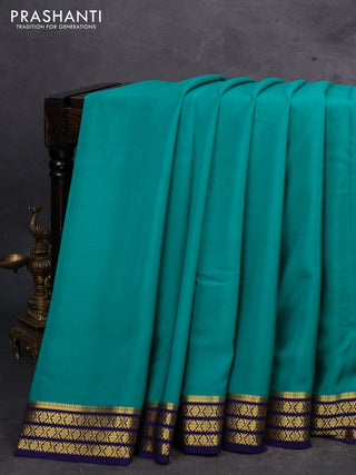 Green & Navy Blue Pure Mysore Silk Saree