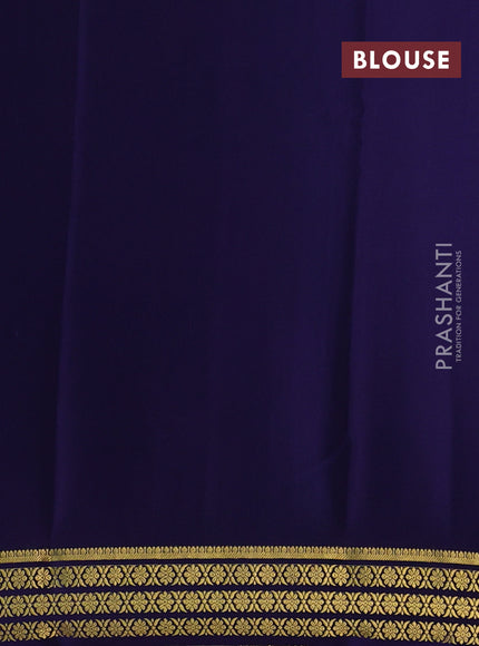 Green & Navy Blue Pure Mysore Silk Saree
