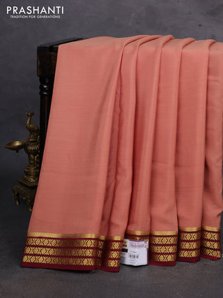 Peach & Maroon Pure Mysore Silk Saree