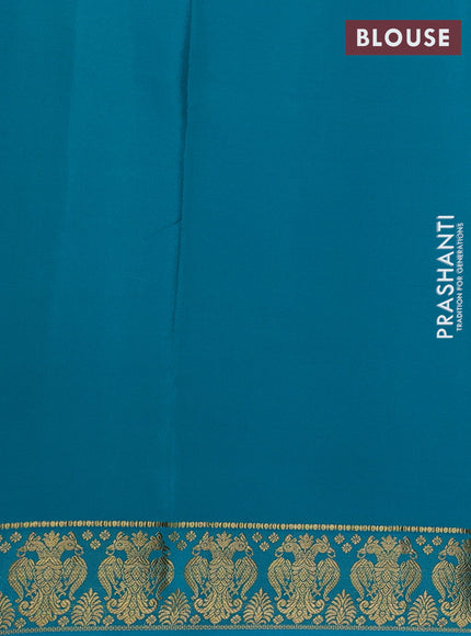 Pink & Teal Blue Pure Mysore Silk Saree