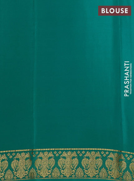 Coffee Brown & Teal Green Pure Mysore Silk Saree