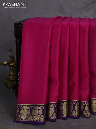 Pink & Purple Pure Mysore Silk Saree