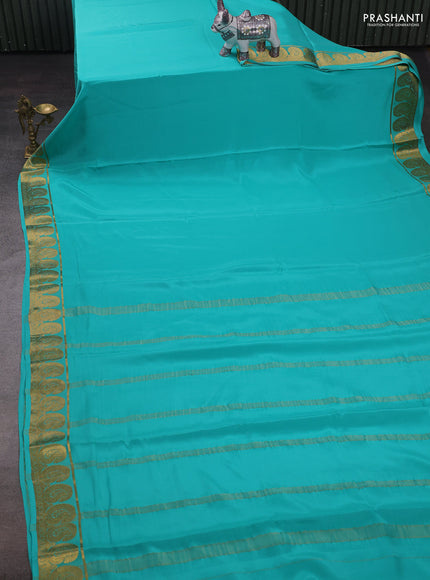 Teal Pure Mysore Silk Saree