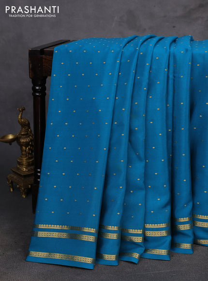 Blue Pure Mysore Silk - Buttas