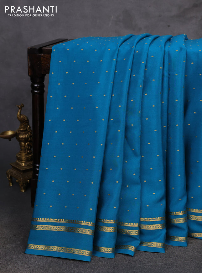 Blue Pure Mysore Silk - Buttas