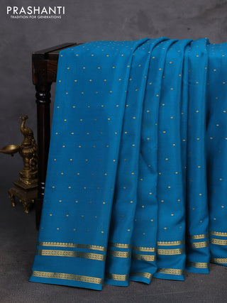 Blue Pure Mysore Silk - Buttas