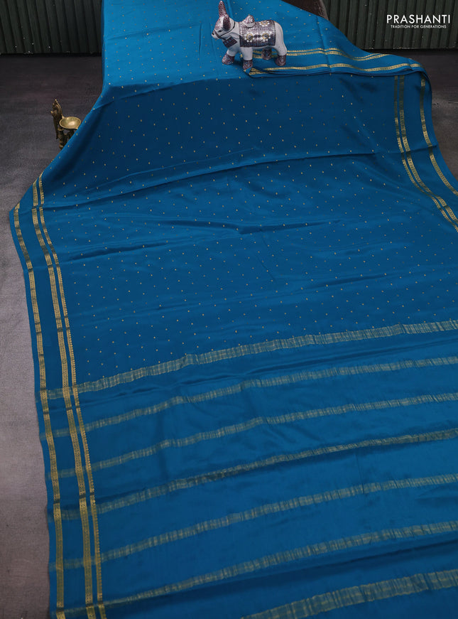 Blue Pure Mysore Silk - Buttas