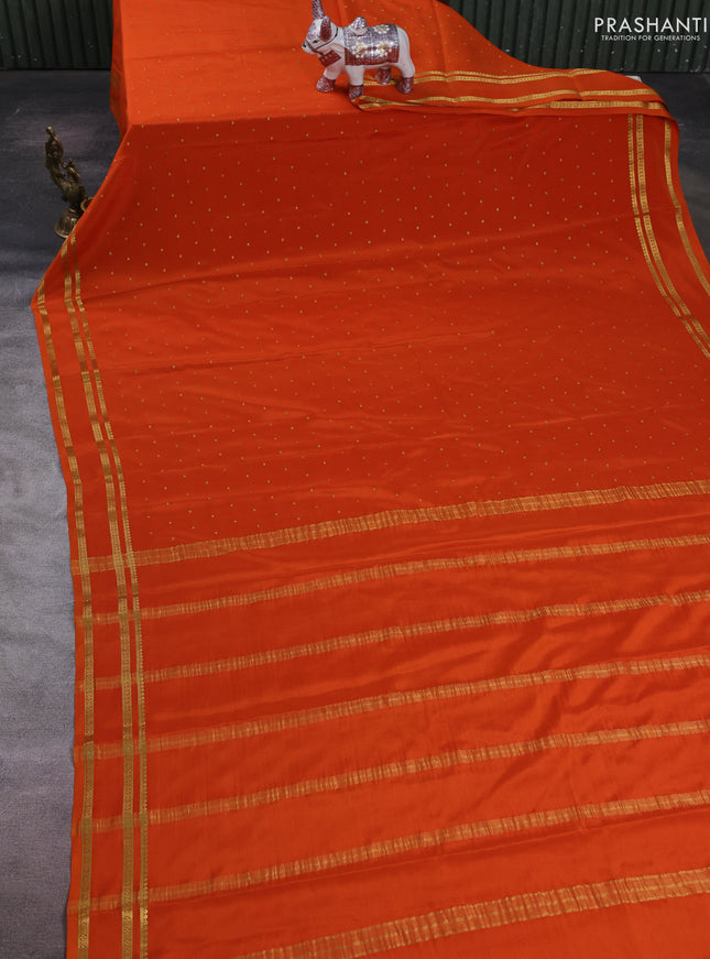 Orange Pure Mysore Silk - Buttas
