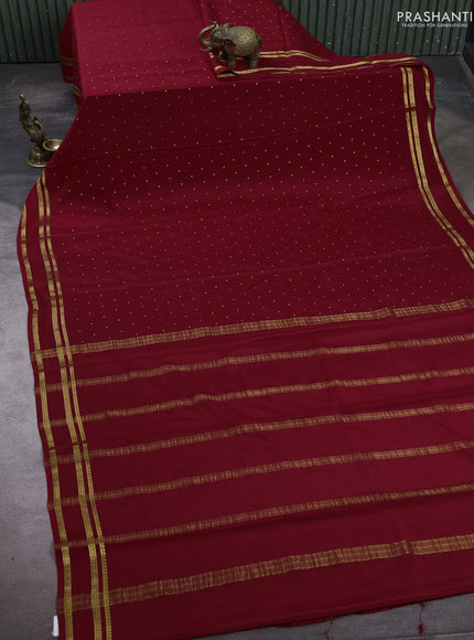 Maroon Pure Mysore Silk - Buttas