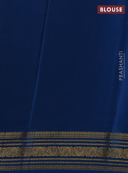 Mustard Yellow & Peacock Blue Pure Mysore Silk - Checks