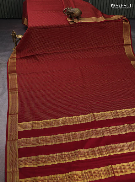 Maroon Pure Mysore Silk - Checks