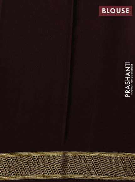 Coffee Brown Pure Mysore Silk - Checks