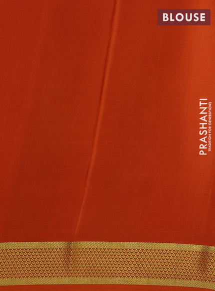 Orange Pure Mysore Silk - Checks