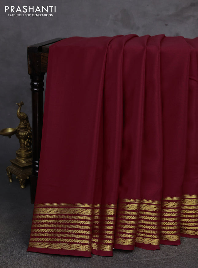 Maroon Pure Mysore Silk Saree