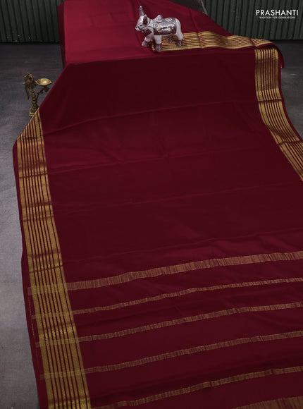 Maroon Pure Mysore Silk Saree