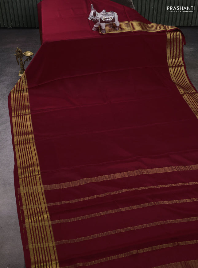 Maroon Pure Mysore Silk Saree