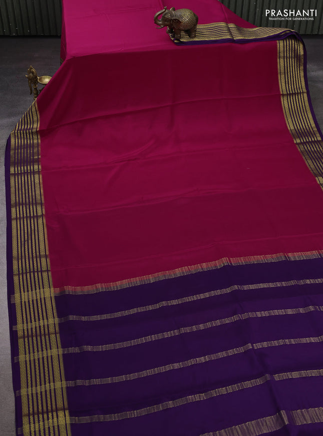 Pink & Purple Pure Mysore Silk Saree