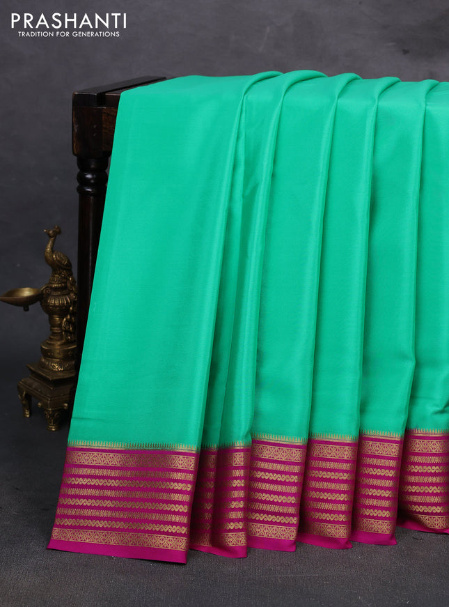 Green & Pink Pure Mysore Silk Saree