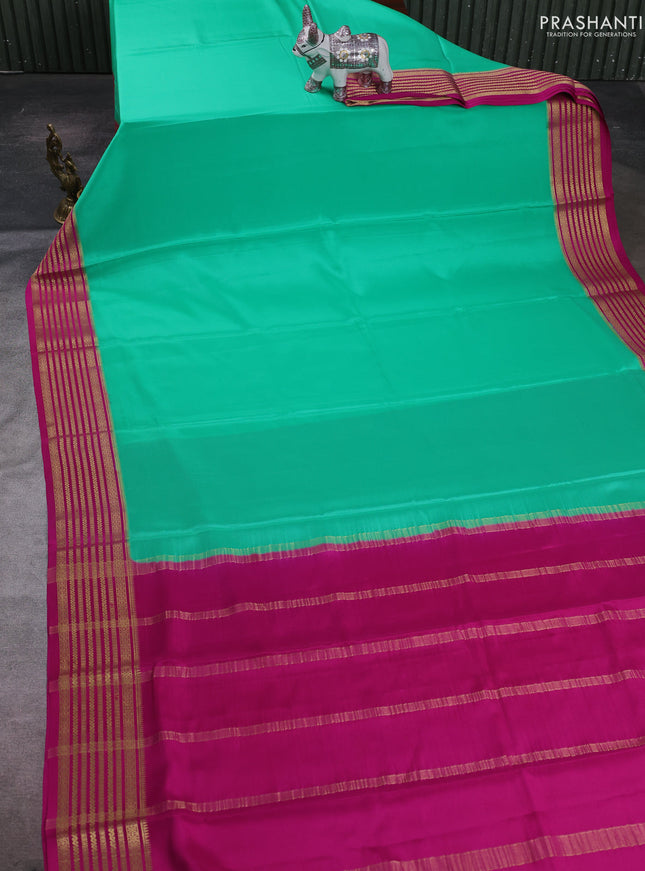 Green & Pink Pure Mysore Silk Saree