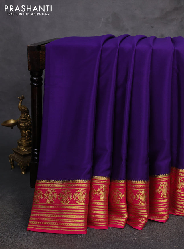 Purple & Pink Pure Mysore Silk Saree