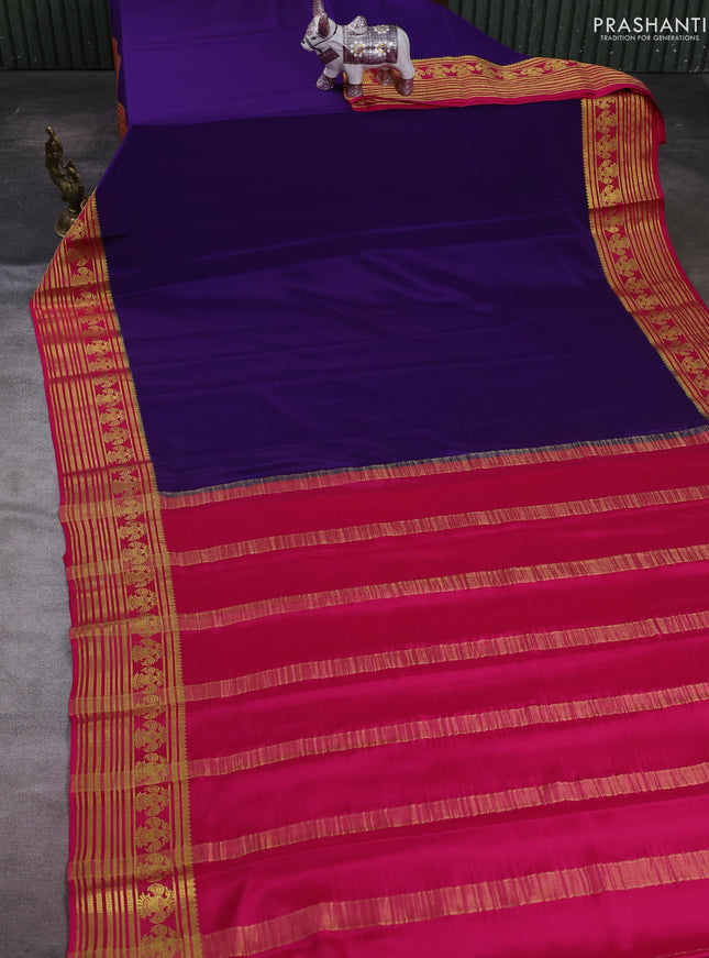 Purple & Pink Pure Mysore Silk Saree