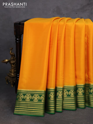 Mango Yellow & Green Pure Mysore Silk Saree
