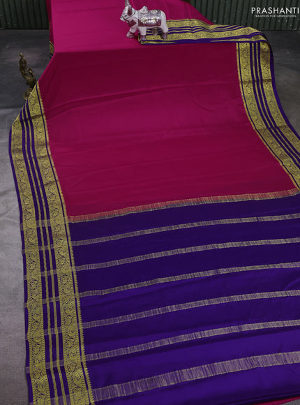 Pink & Purple Pure Mysore Silk Saree
