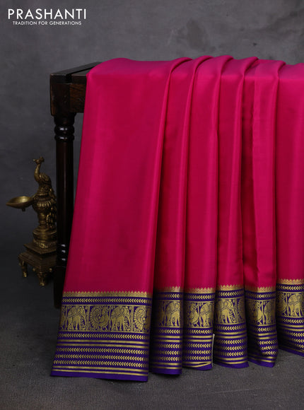 Pink & Violet Pure Mysore Silk Saree