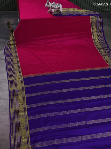 Pink & Violet Pure Mysore Silk Saree