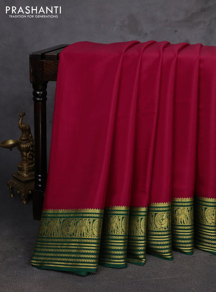 Red & Green Pure Mysore Silk Saree