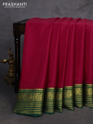 Red & Green Pure Mysore Silk Saree