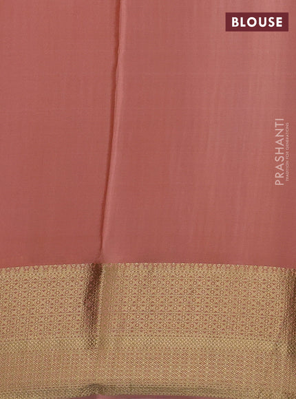 Coffee Brown & Peach Pure Mysore Silk - Weaves