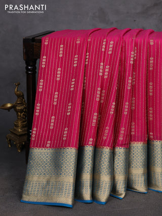 Pink & Blue Pure Mysore Silk - Weaves