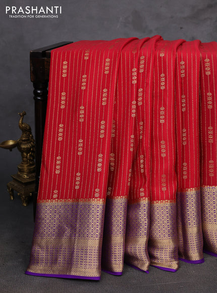 Red & Violet Pure Mysore Silk - Weaves