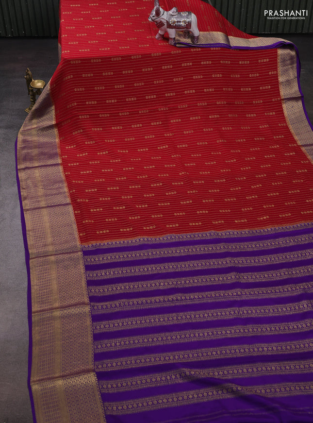 Red & Violet Pure Mysore Silk - Weaves