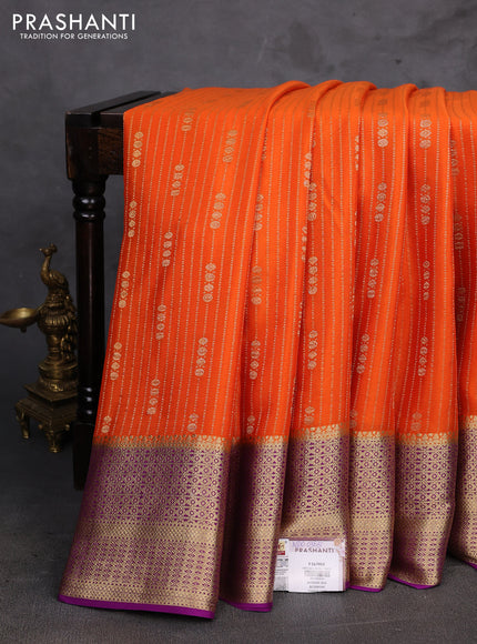 Orange & Purple Pure Mysore Silk - Weaves