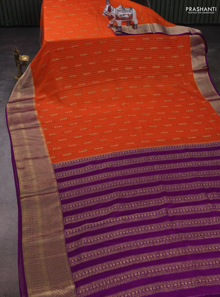 Orange & Purple Pure Mysore Silk - Weaves