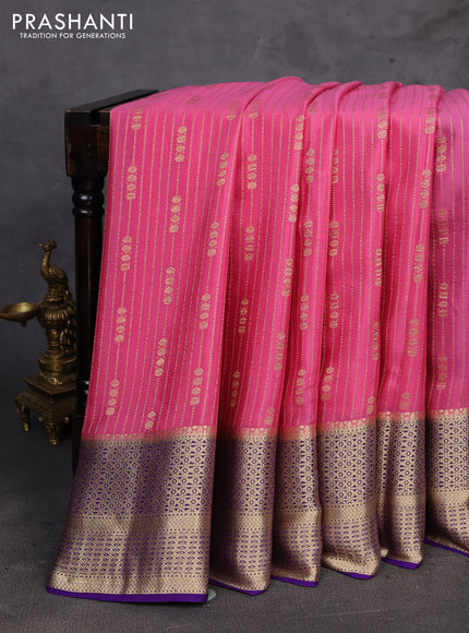 Pink & Violet Pure Mysore Silk Saree