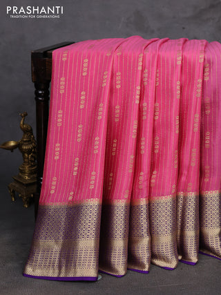 Pink & Violet Pure Mysore Silk Saree