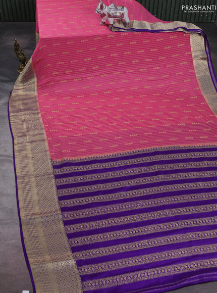 Pink & Violet Pure Mysore Silk Saree