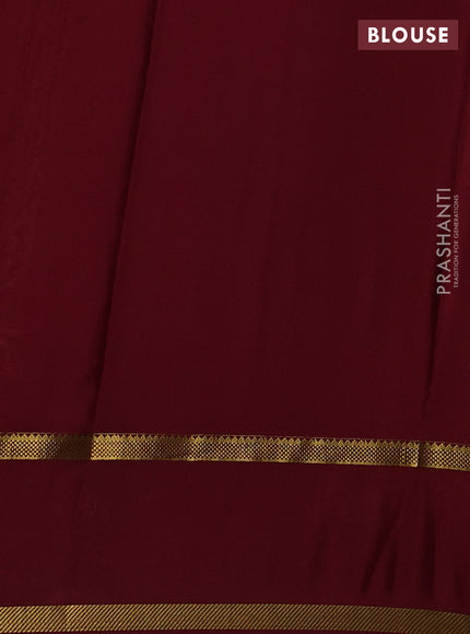 Sanda & Maroon Pure Mysore Silk - Checks