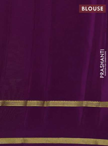 Pista Green & Purple Pure Mysore Silk - Checks