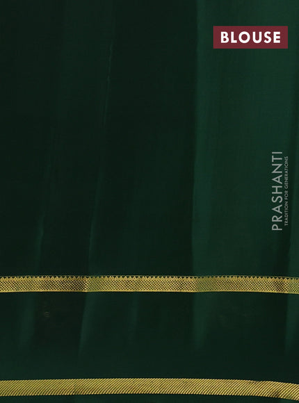 Mustard Yellow & Green Pure Mysore Silk - Checks